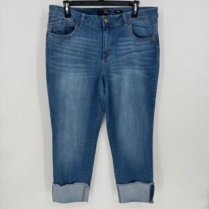 1822 Denim Taylor Cuffed Cropped Jeans High rise stretch Medium Wash Size 16
